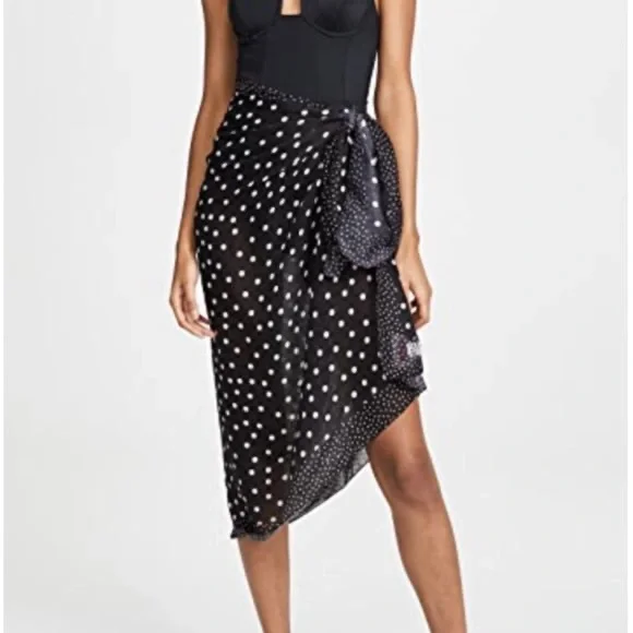 NWOT SOLID & STRIPED Pareto Sarong in Black Polka Dot - Picture 7 of 7